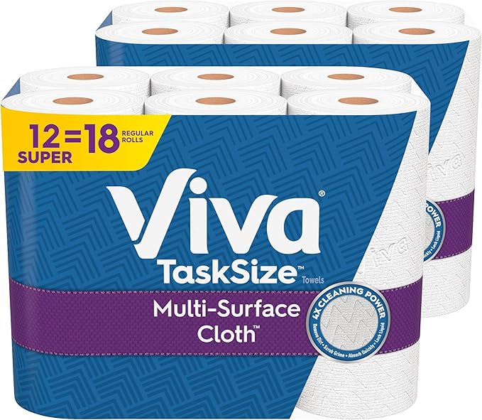 Viv Multi-Surface Cloth Paper Towels - 12 Triple Rolls